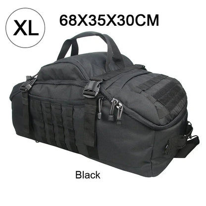 Large Tactical Travel Bag and Backpack - TrailTrek Duffle-Black-M-Nora Luxe