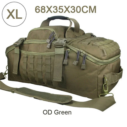 Large Tactical Travel Bag and Backpack - TrailTrek Duffle-Black-M-Nora Luxe