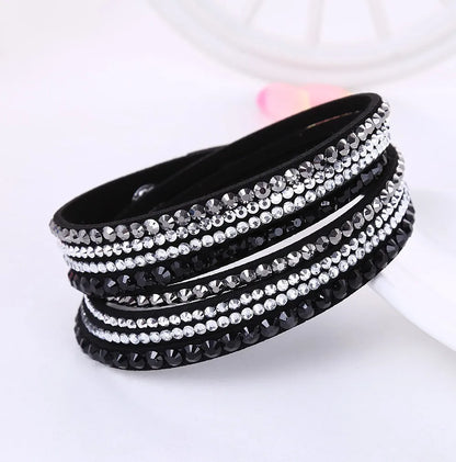 Sparkly Crystal Stacked Wrap Bracelet - Pexav