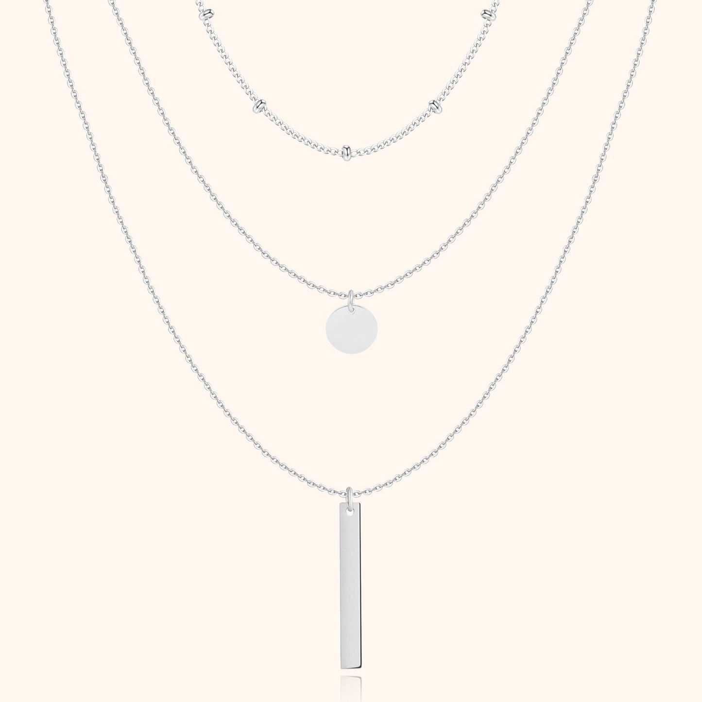 Layered Triple Necklace - Elise-Silver-Nora Luxe
