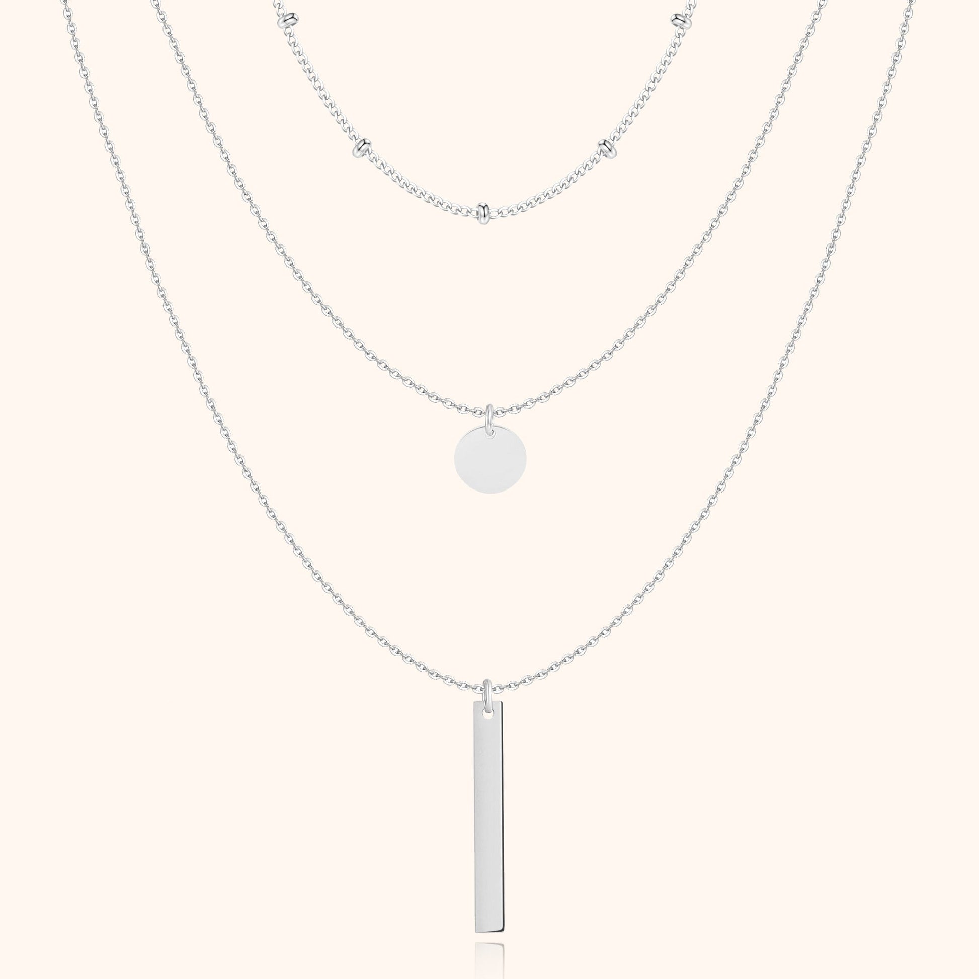 Layered Triple Necklace - Elise-Silver-Nora Luxe