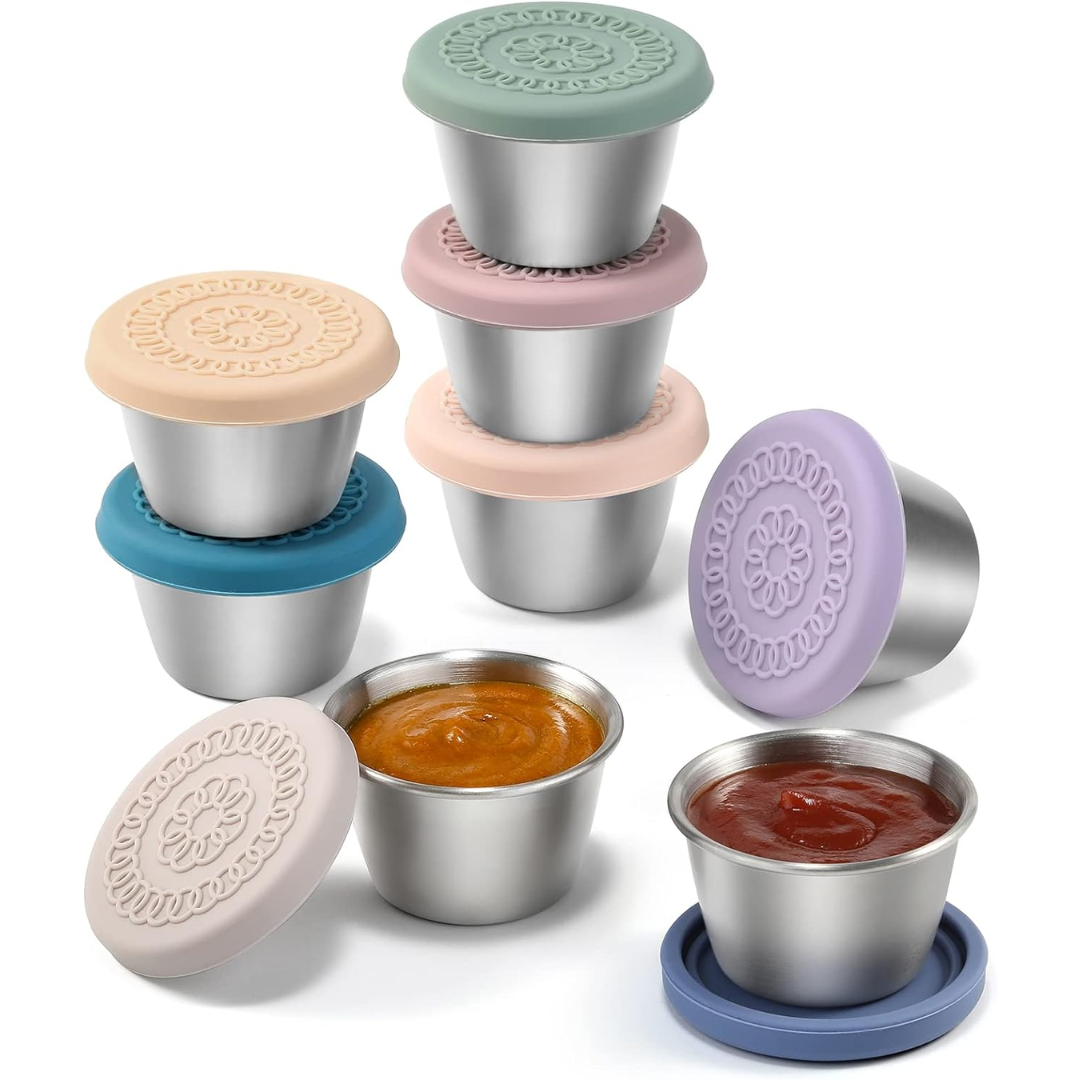 Spill-proof Metal Sauce Containers (6 Pack) - Pexav