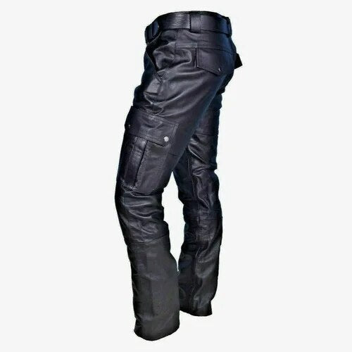 Rugged Biker Men's Leather Pants - Pexav