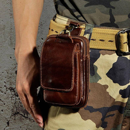 LeatherGuard Pro Men's Hip Bag-Dark Brown-Nora Luxe