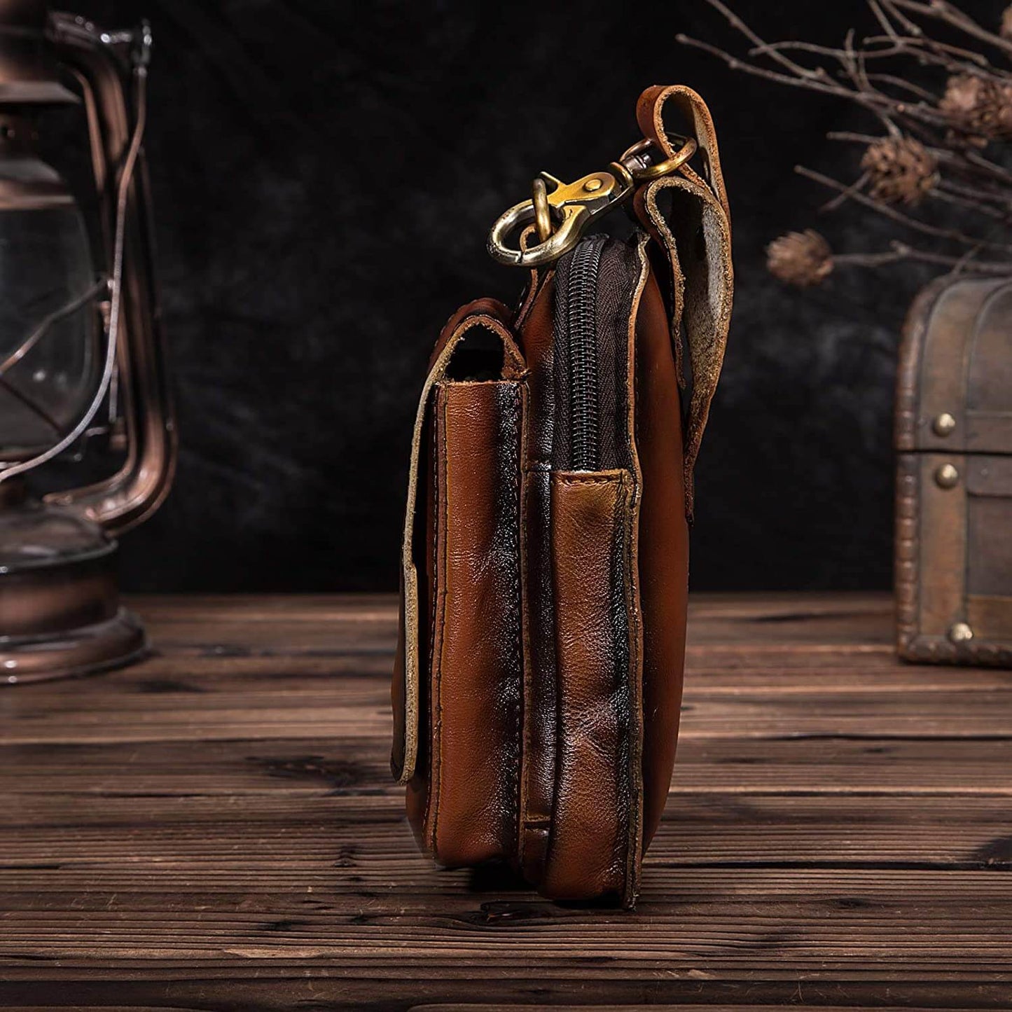 LeatherGuard Pro Men's Hip Bag-Dark Brown-Nora Luxe