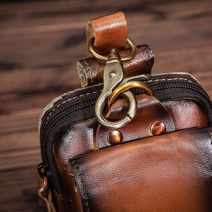 LeatherGuard Pro Men's Hip Bag-Dark Brown-Nora Luxe