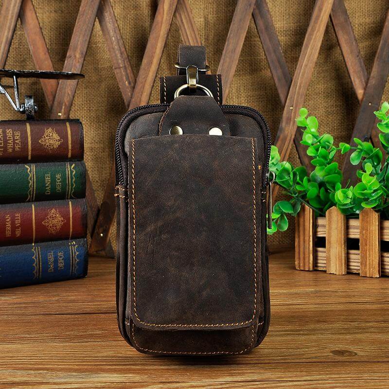 LeatherGuard Pro Men's Hip Bag-Dark Brown-Nora Luxe