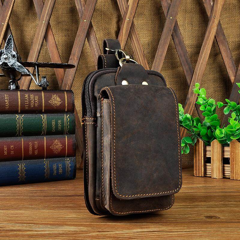 LeatherGuard Pro Men's Hip Bag-Dark Brown-Nora Luxe