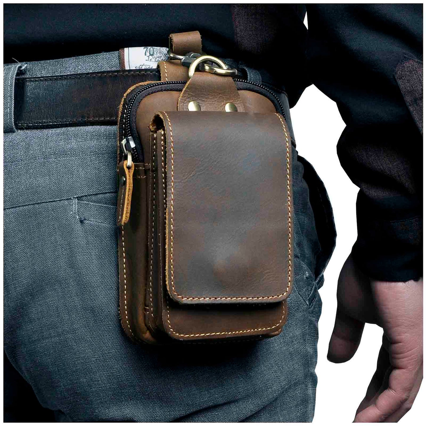 Premium Mens Leather Waist Pack - Pexav