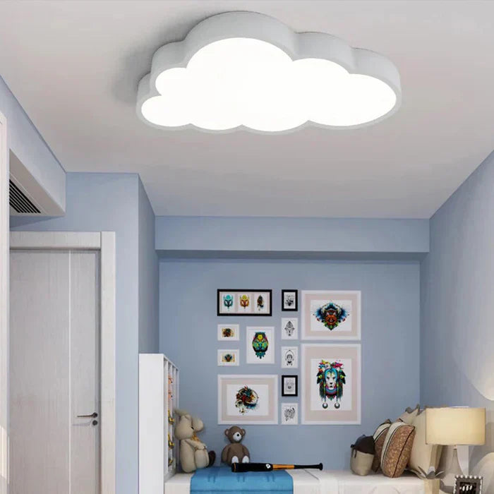 LED Ceiling Light for Children's Rooms - CloudLight-Blue-19.29 in-White-Nora Luxe