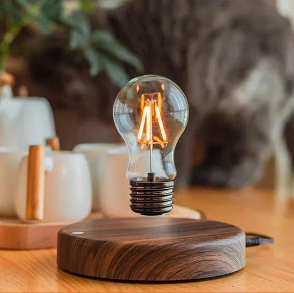 Floating LED Lamp with Wooden Stand - Pexav