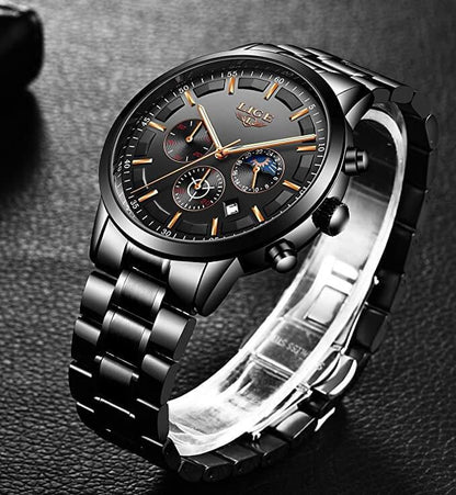 Tough Black Quartz Military Watch - Water Resistant Timepiece