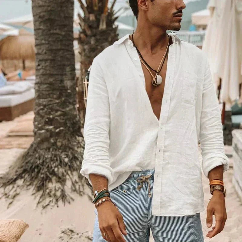 Breathable Linen Cotton Casual Men's Shirt - Pexav