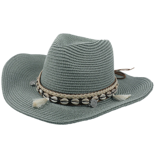 Beachy Seashell Sun Hat with Tassels - Pexav