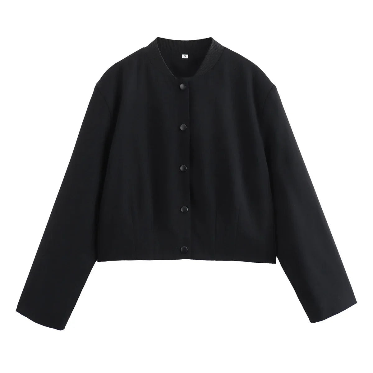 Light women's bomber jacket for summer – Casual chic with stand-up collar-Black-S-The Livary