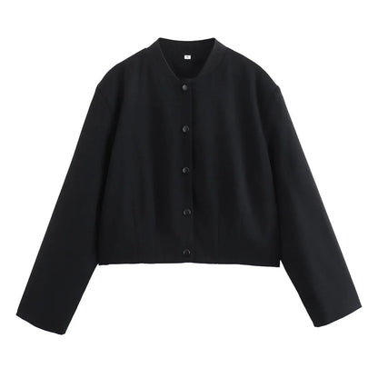 Light women's bomber jacket for summer – Casual chic with stand-up collar-Black-S-The Livary