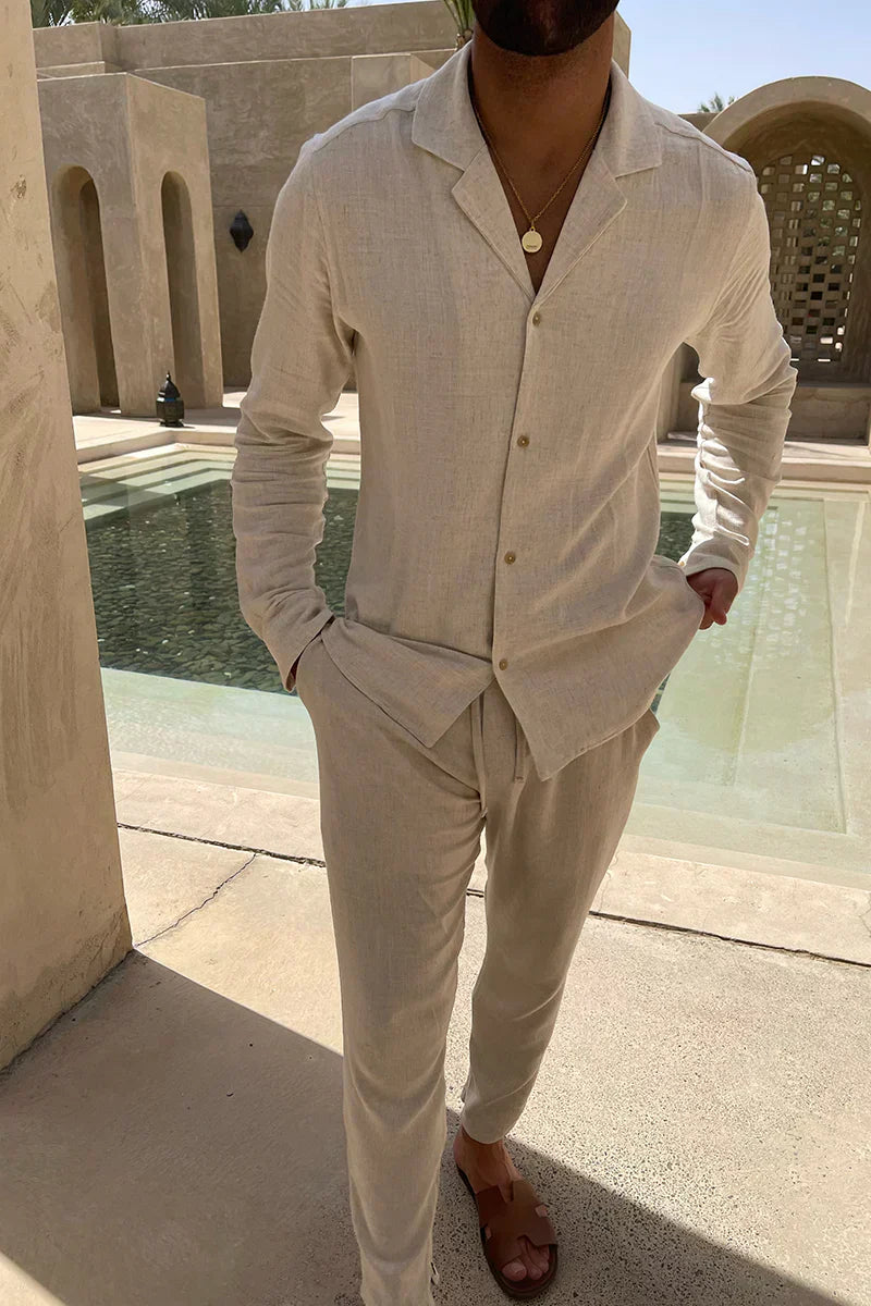 Breathable Linen Mens Summer Shirt Set - Pexav