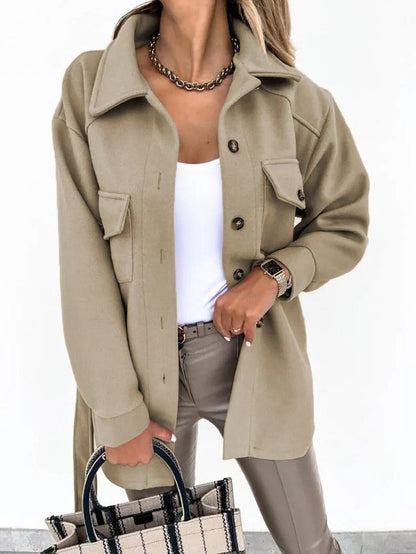 Lightweight Long Wool Summer Coat - Isabella-Light Brown-XS-Nora Luxe