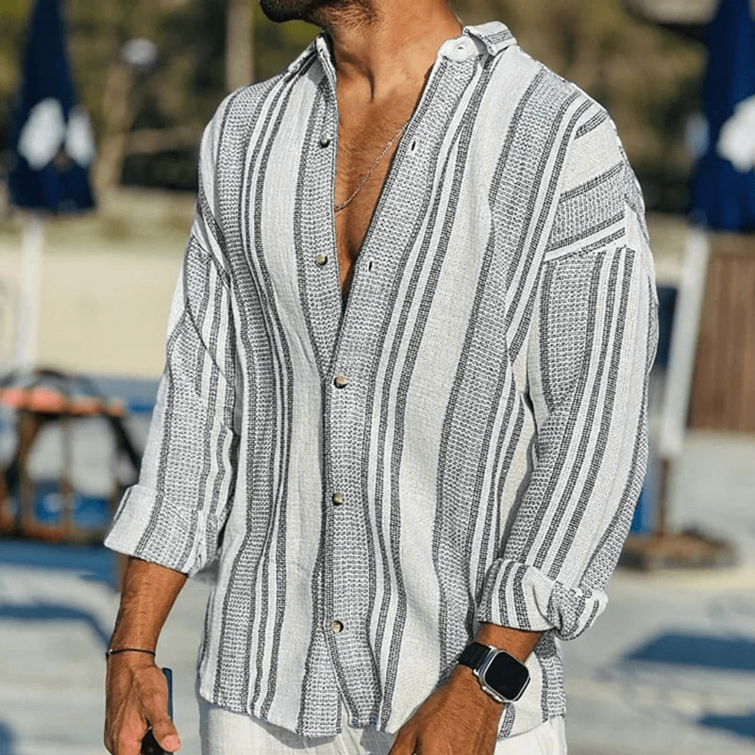 Lightweight men's summer shirt with button placket – Elias-Black-S-The Livary