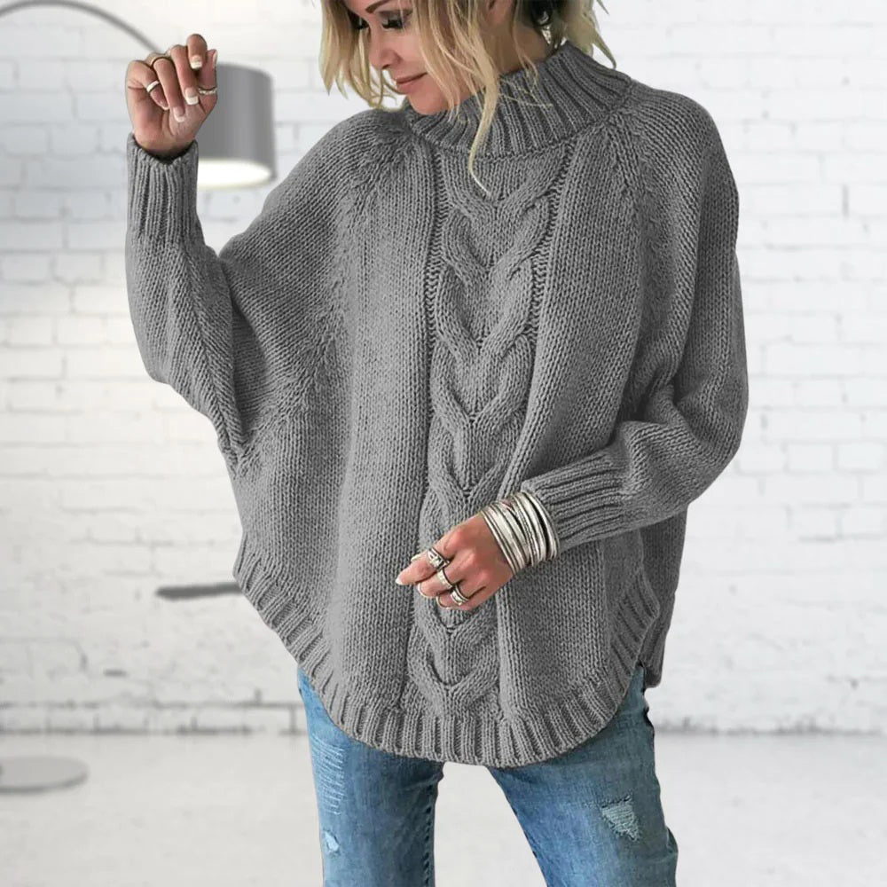 Long Coarse Knitted Women's Sweater - Elise-Gray-S-Nora Luxe