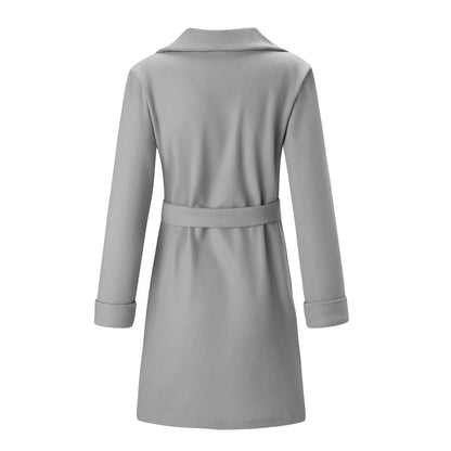 Long Double-Breasted Wool-Look Coat for Women - Elise-Black-S-Nora Luxe