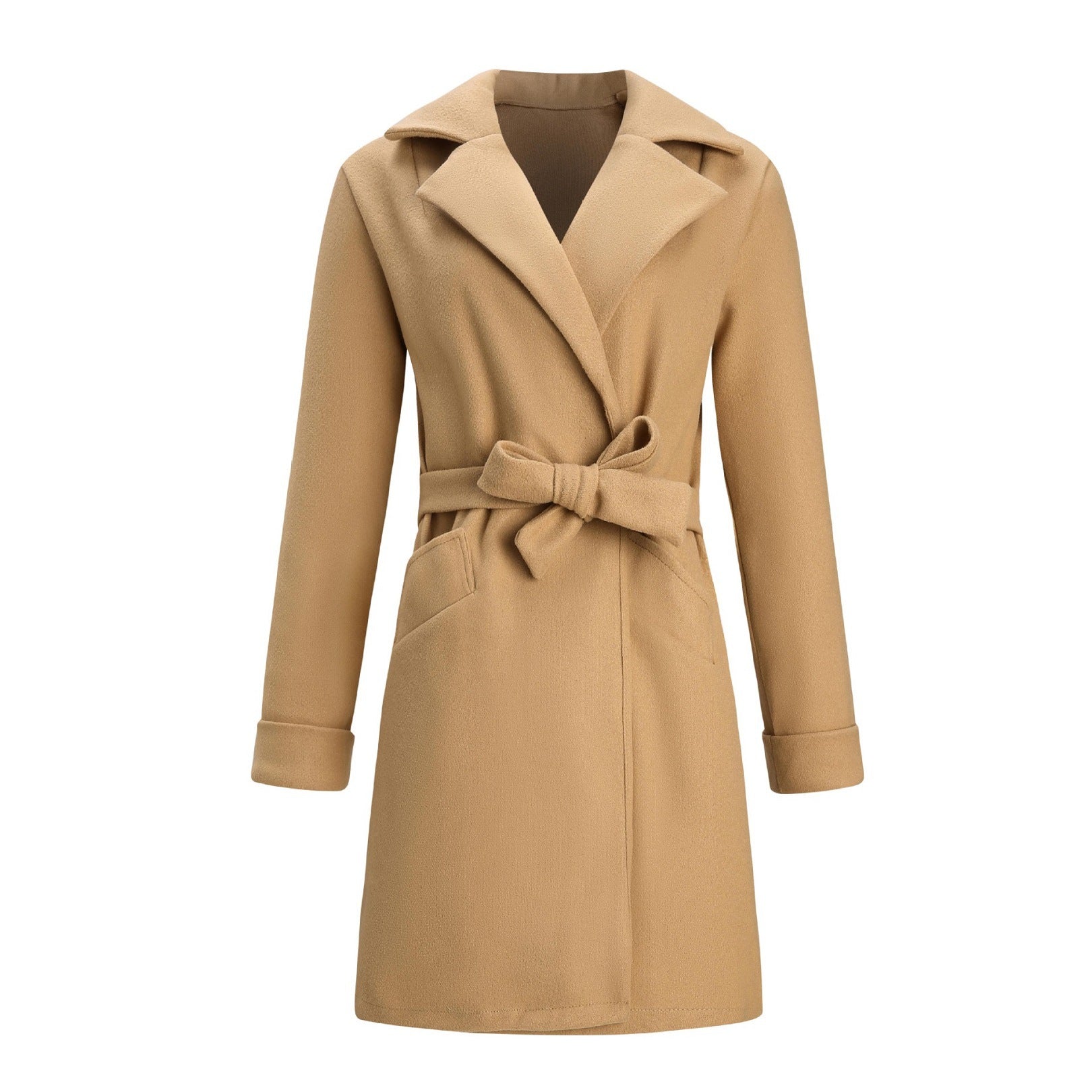 Long Double-Breasted Wool-Look Coat for Women - Elise-Black-S-Nora Luxe