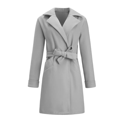 Long Double-Breasted Wool-Look Coat for Women - Elise-Black-S-Nora Luxe