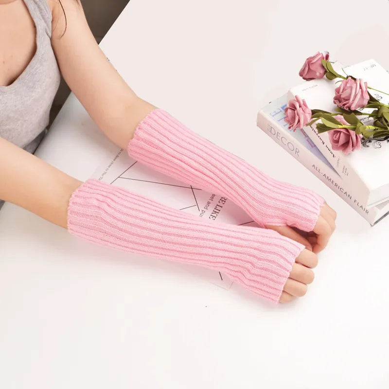 Warm Cozy Fingerless Knit Gloves - Pexav