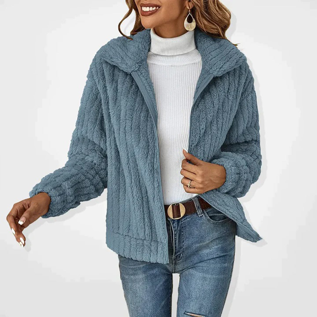 Long Fleece Vest for Women - Elin-Blue-S-Nora Luxe