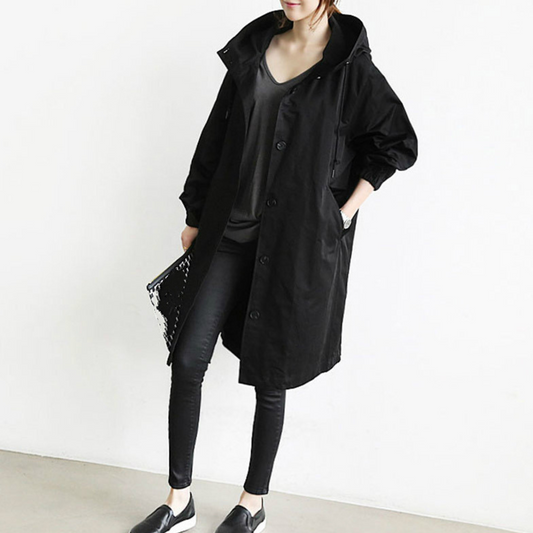 Classic Women's Waterproof Trench Coat with Hood - Pexav