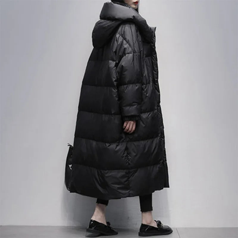 Long Ladies Winter Jacket - Amara-Black-S-Nora Luxe
