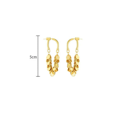 Long Sequin Tassel Earrings-GOLD-Nora Luxe