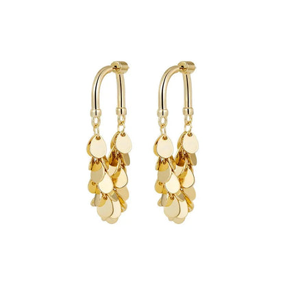 Long Sequin Tassel Earrings-GOLD-Nora Luxe