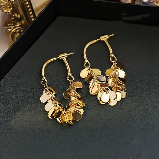 Sparkly Drop Tassel Fashion Earrings - Pexav