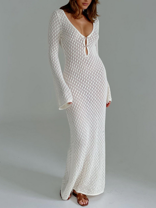 Sunny V-Neck Summer Maxi Dress - Pexav