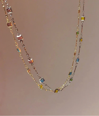 Lovely Gold/Silver Necklace with Colourful Stones - Ivy-Gold-Nora Luxe
