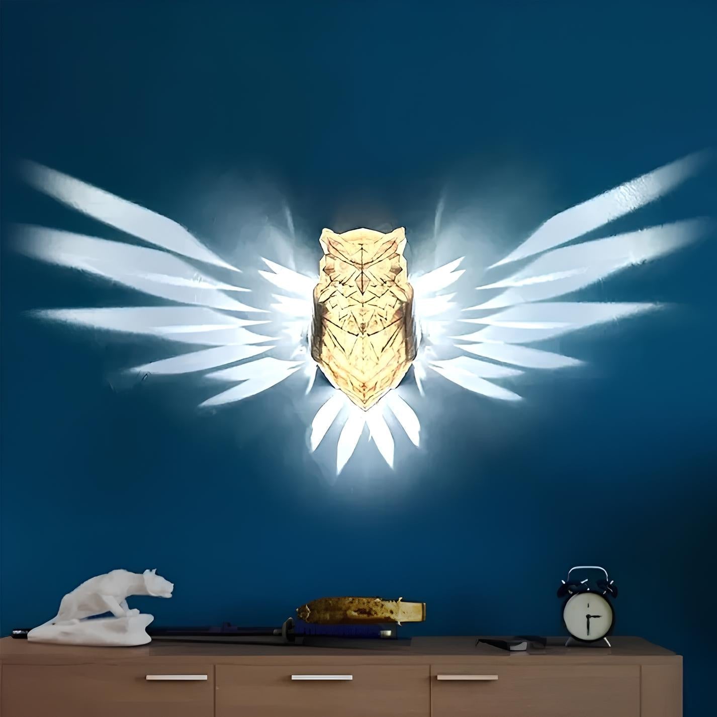 Luminous Wings Wall Lamp - LumaWings-Owl-Nora Luxe