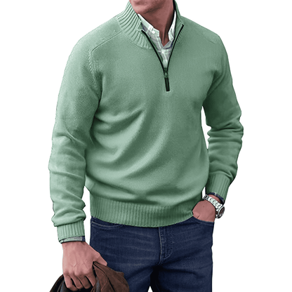 Luxury Cashmere Men's Sweater with Zip - Lucas-Green-XS-Nora Luxe