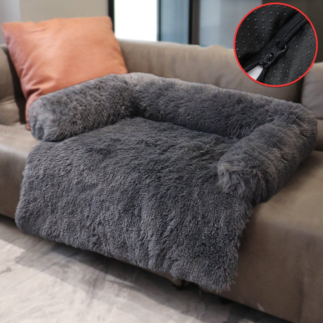Luxury Dog Sofa Bed - PawLounge-Dark Gray-S (35.43 x 29.53 x 5.91 inches)-Not Washable-Nora Luxe