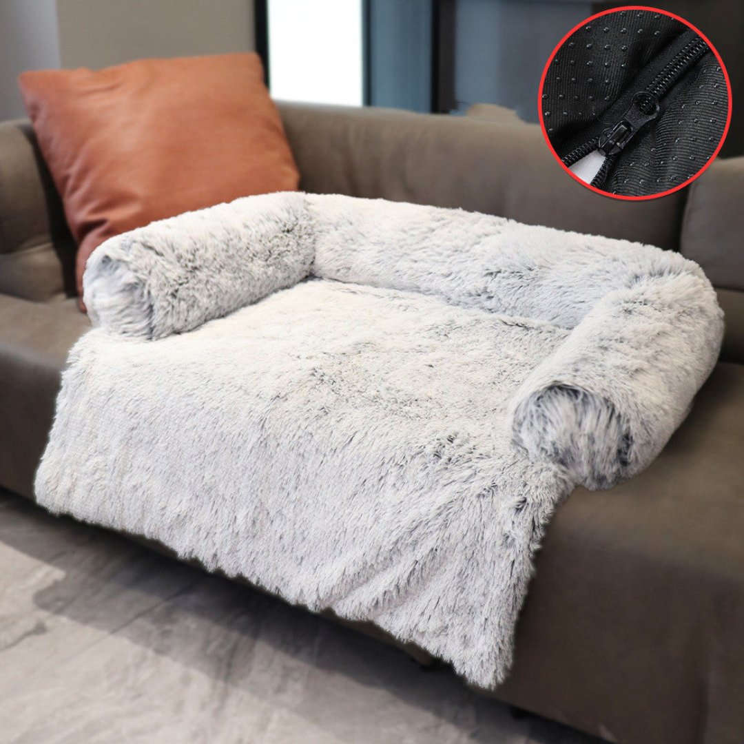 Luxury Dog Sofa Bed - PawLounge-Gray-S (35.43 x 29.53 x 5.91 inches)-Not Washable-Nora Luxe