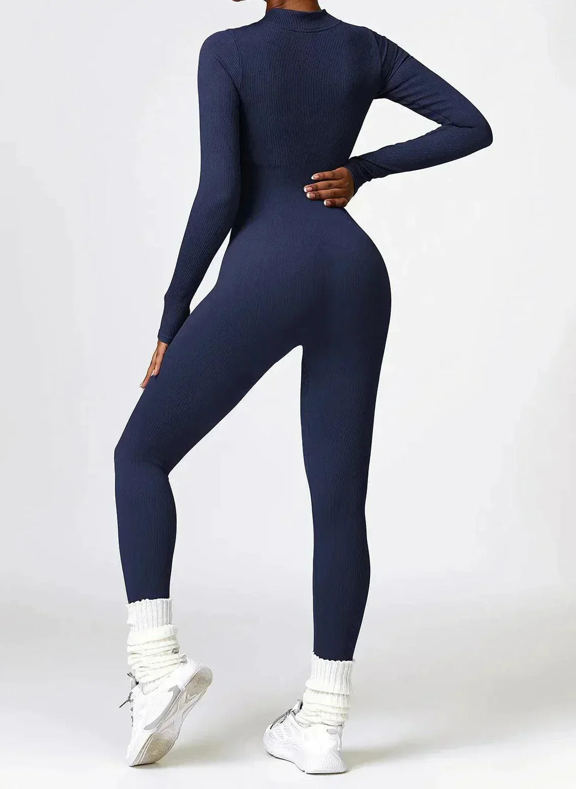 Luxury Full-Body Romper with Long Sleeves - Lisa-Black-XS-Nora Luxe