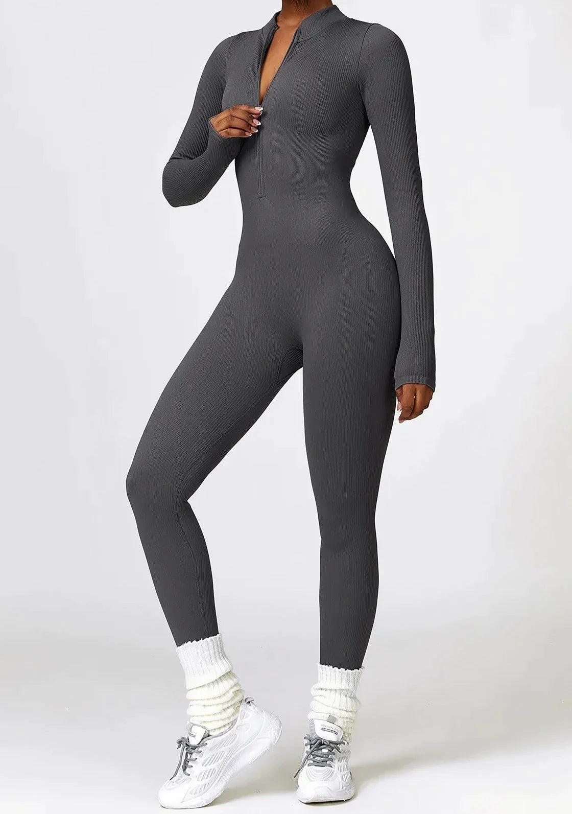Luxury Full-Body Romper with Long Sleeves - Lisa-Black-XS-Nora Luxe