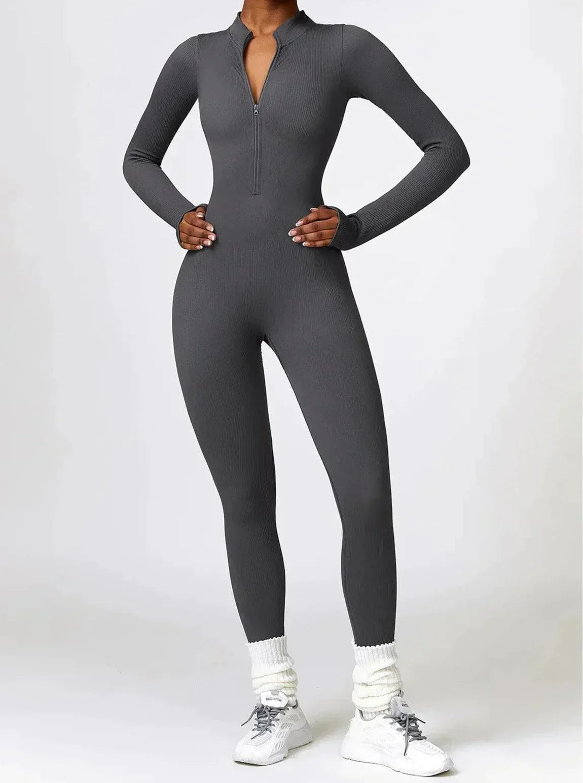 Luxury Full-Body Romper with Long Sleeves - Lisa-Black-XS-Nora Luxe