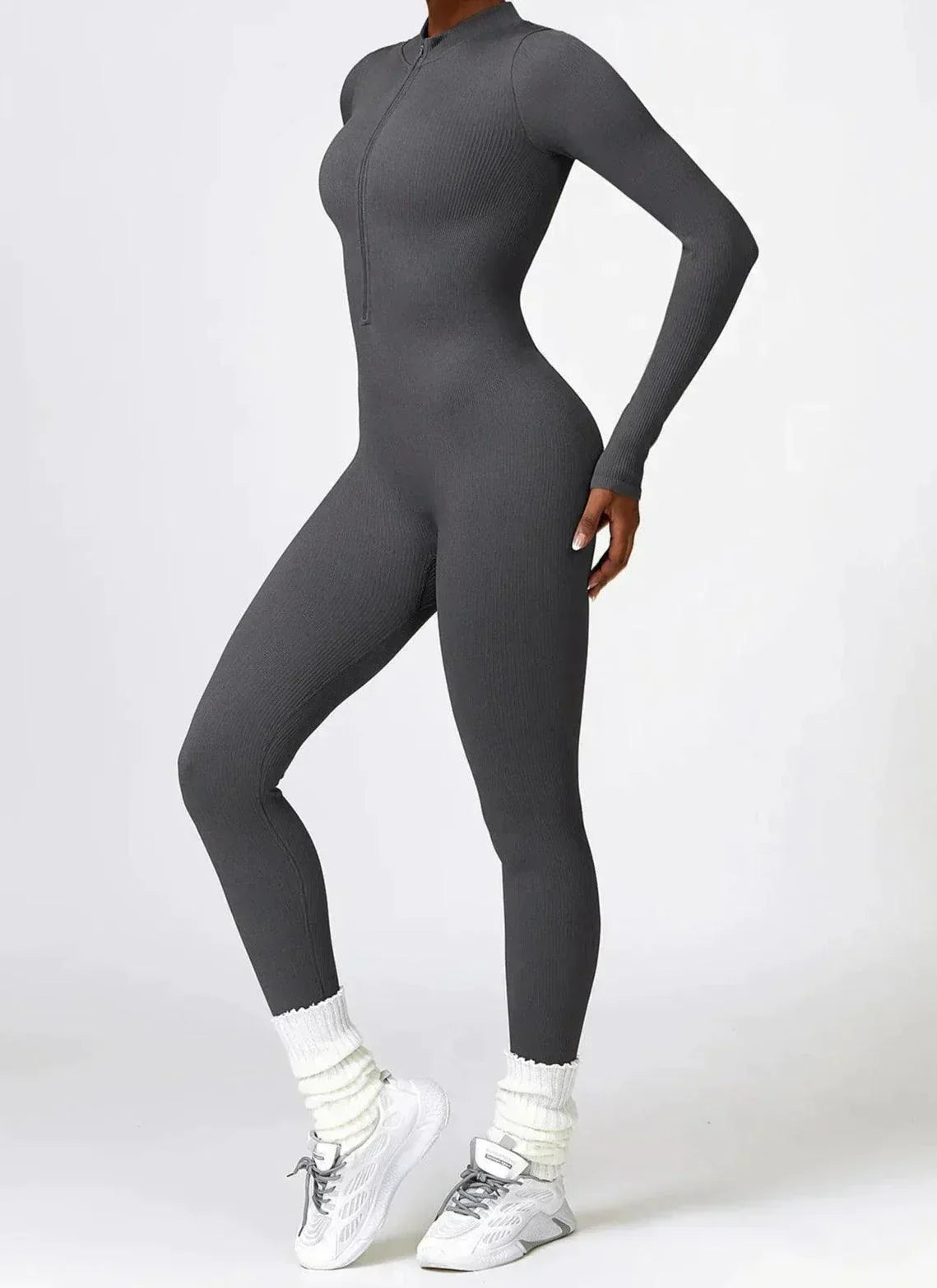 Luxury Full-Body Romper with Long Sleeves - Lisa-Black-XS-Nora Luxe