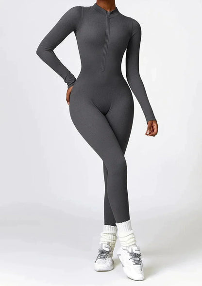 Luxury Full-Body Romper with Long Sleeves - Lisa-Black-XS-Nora Luxe