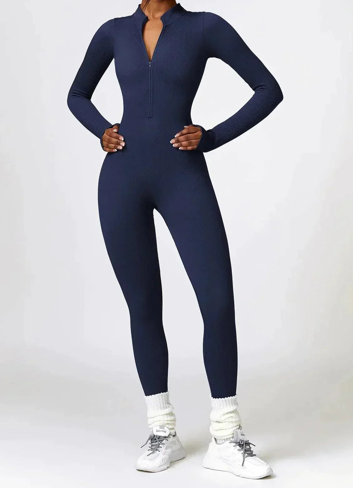 Luxury Full-Body Romper with Long Sleeves - Lisa-Black-XS-Nora Luxe