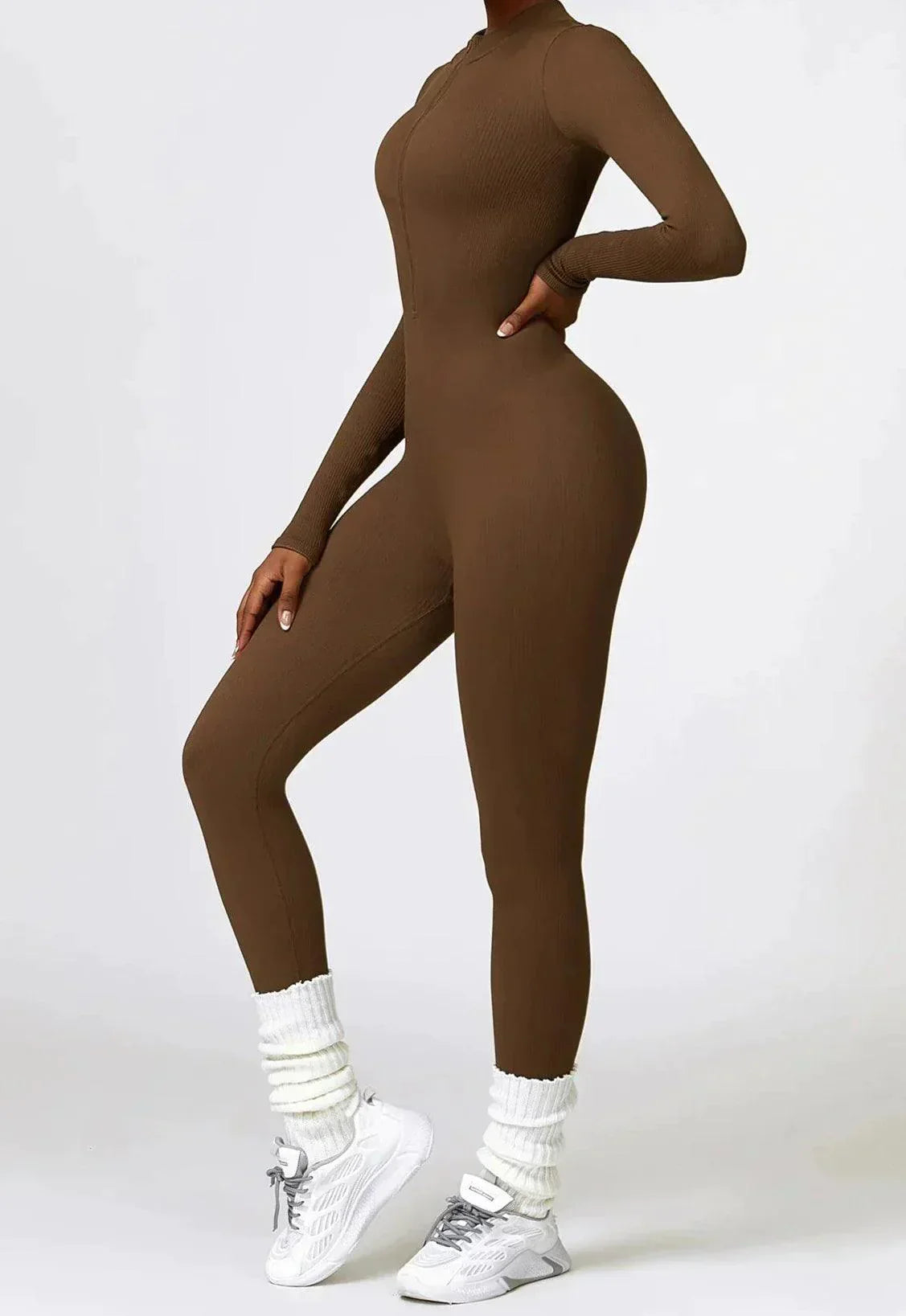 Luxury Full-Body Romper with Long Sleeves - Lisa-Brown-XS-Nora Luxe