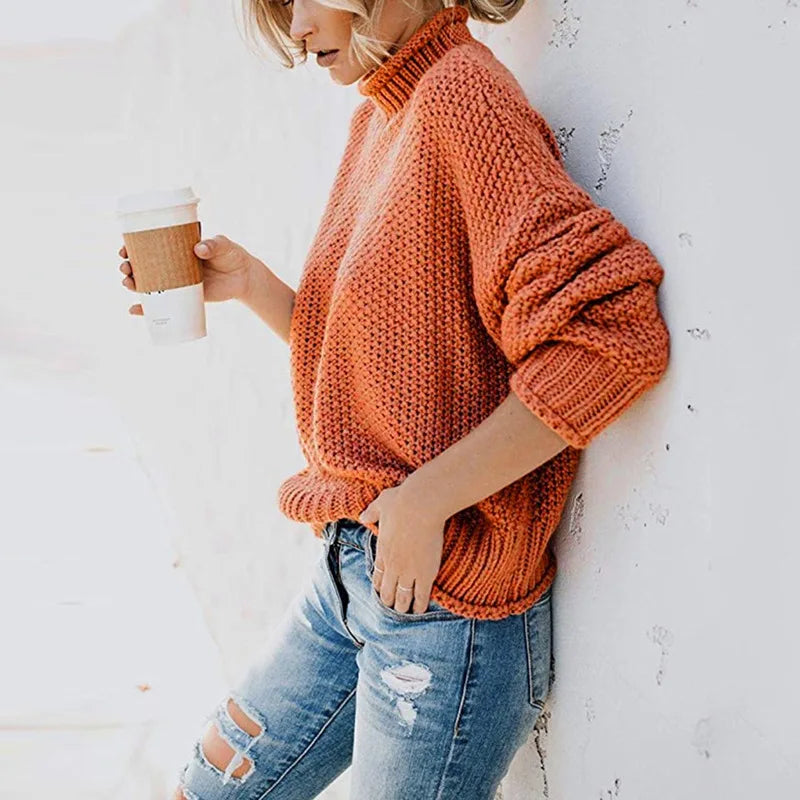 Elegant Women's Roll Neck Sweater - Pexav