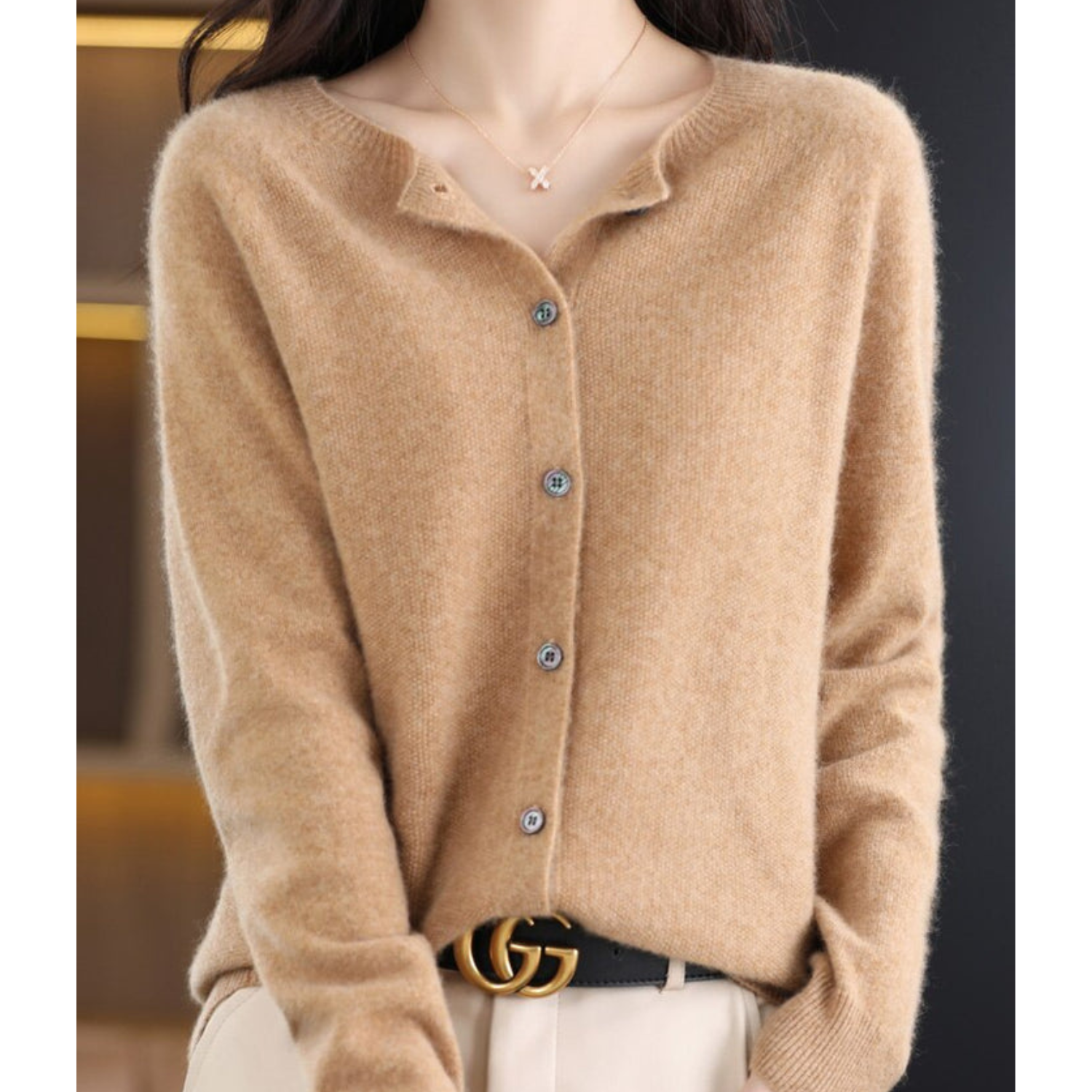Luxury Ladies Waistcoat - Aurora-Light Brown-S-Nora Luxe