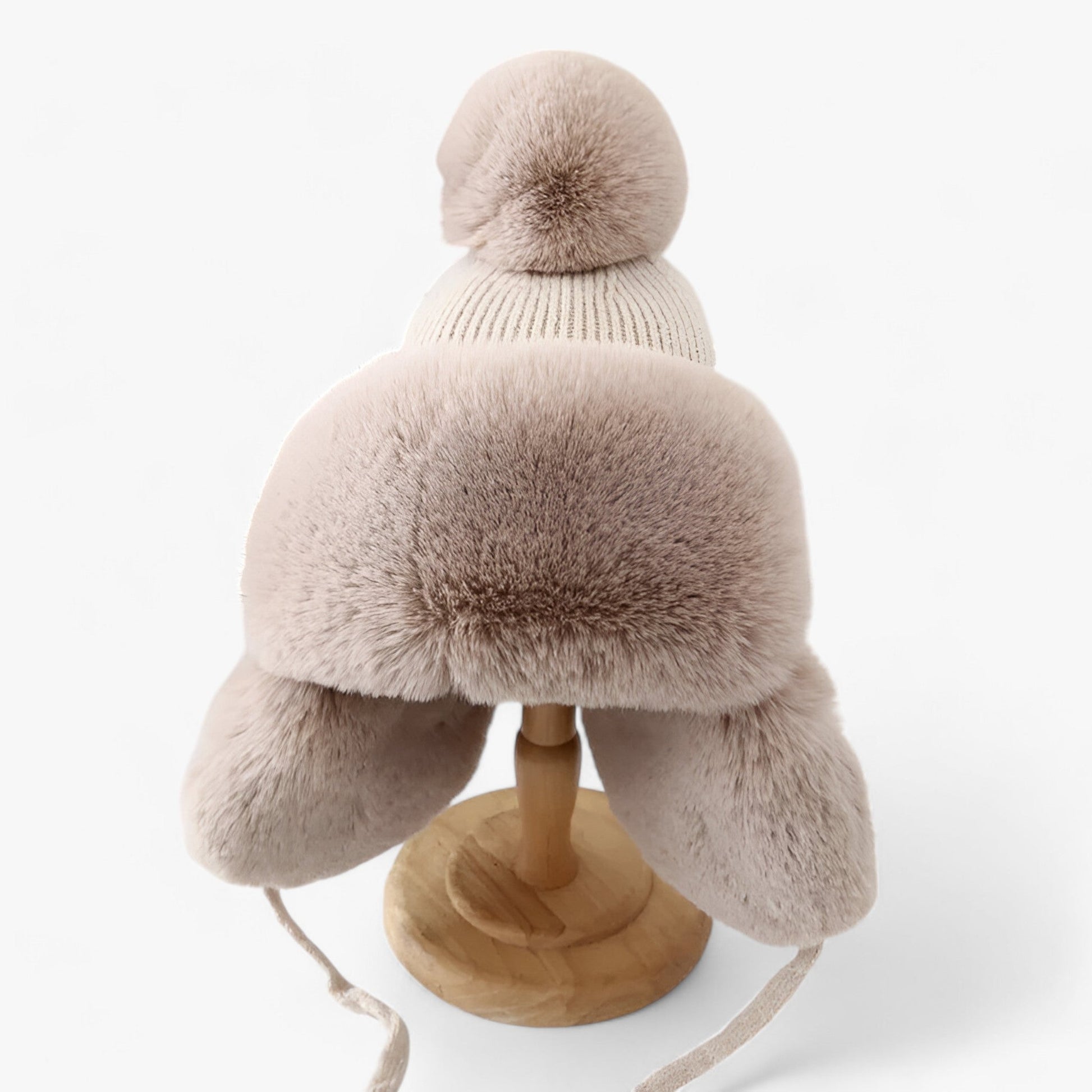 Luxury Lei Feng Hat with Warm Ear Flaps - ArcticCharm-Beige-Adult-Nora Luxe